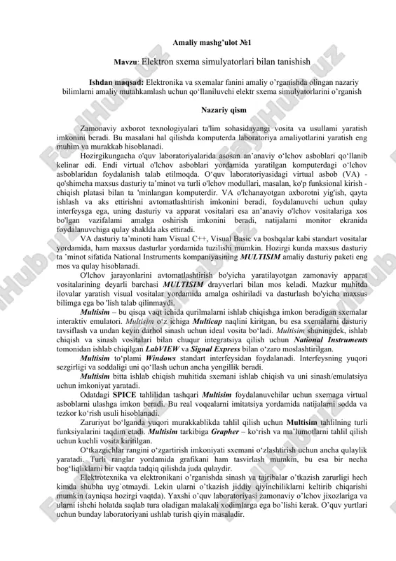 elektron sxema simulyatorlari — DOCX