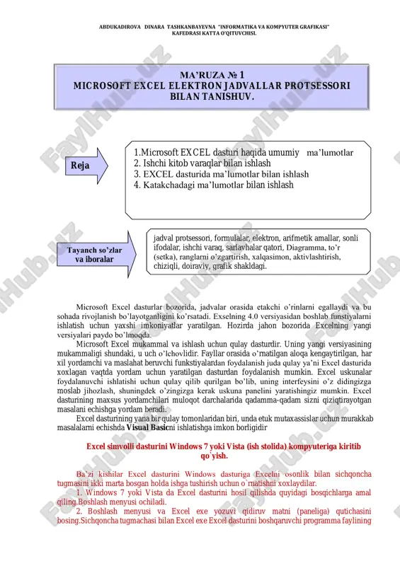 microsoft excel — PDF