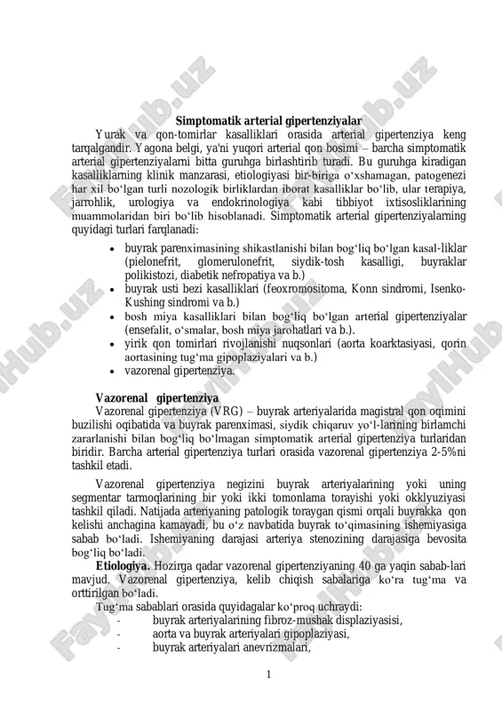 simptomatik arterial gipertenziyalar — PDF