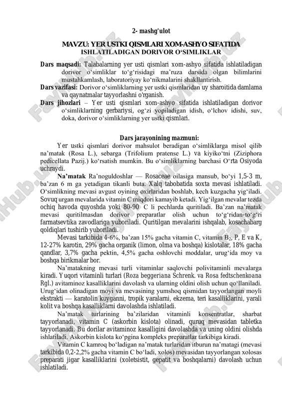 dorivor o‘simliklar — PDF