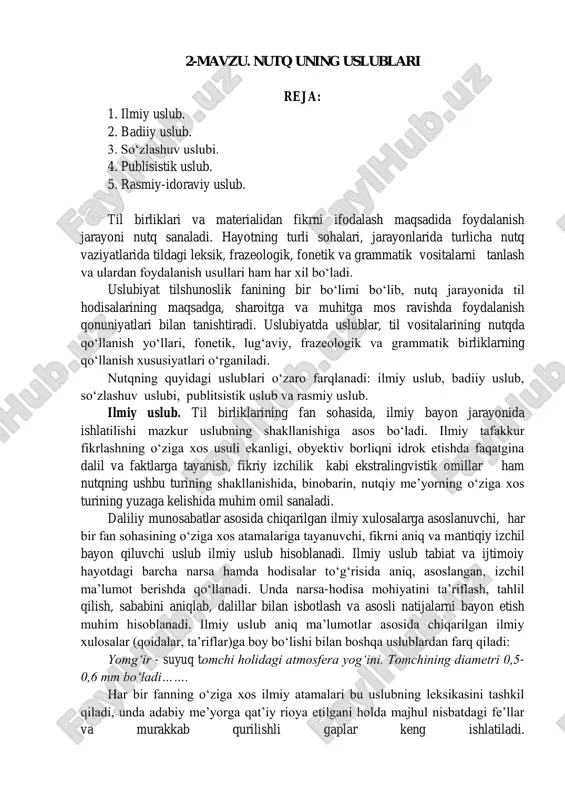 nutqning uslublari — PDF