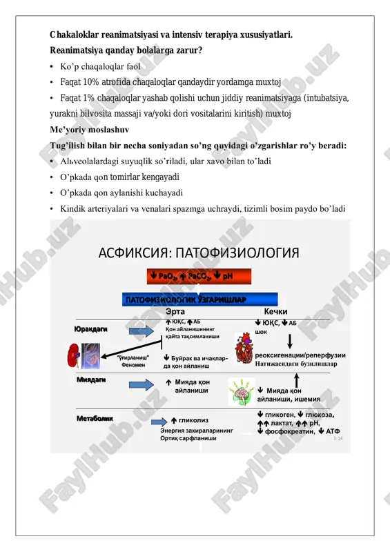 chakaloklar reanimatsiyasi va intensiv terapiya xususiyatlari — PDF