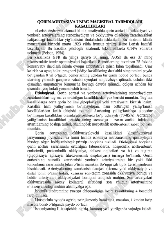 qorin aortasi va uning magistral tarmoqlari kasalliklari — PDF