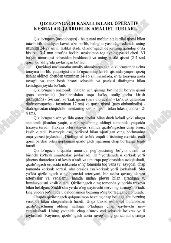 qizilo‘ngach kasalliklari va jarrohlik amaliet turlari — PDF