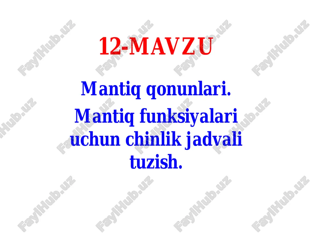 mantiq qonunlari va funksiyalari — PDF