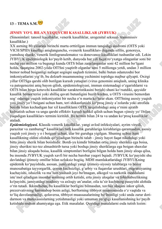 jinsiy yo‘l bilan yuquvchi kasalliklar (jybyuk) — PDF