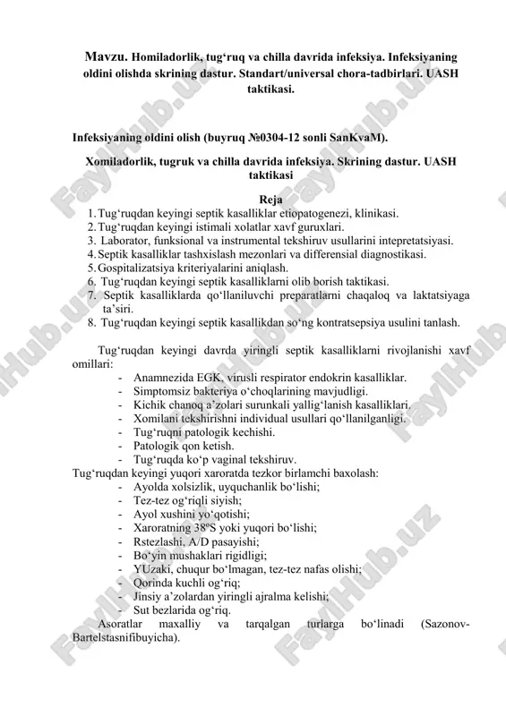infeksiyaning oldini olishda skrining dastur — PDF