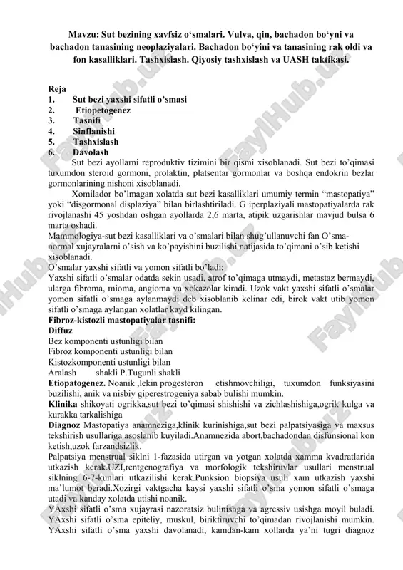 sut bezining xavfsiz o‘smalari — PDF