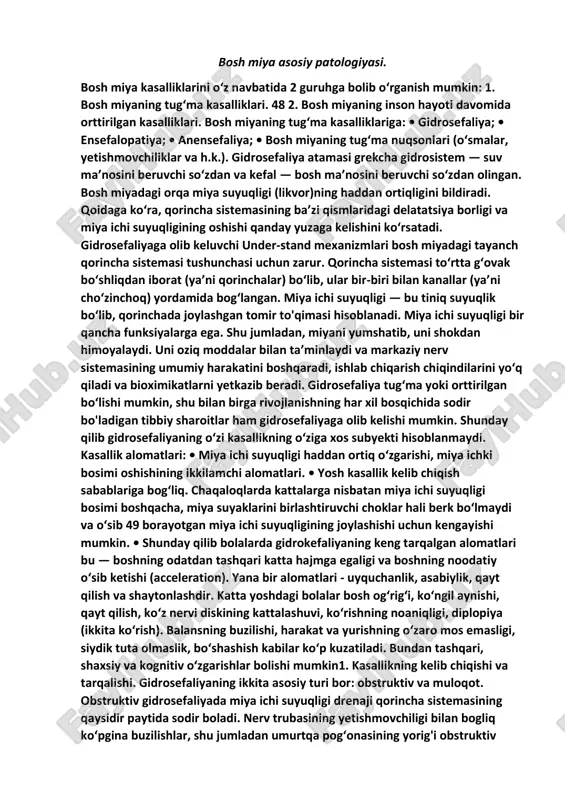 bosh miya asosiy patologiyasi — PDF