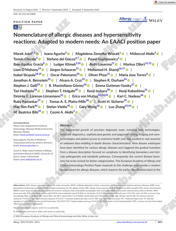 nomenclature of allergic diseases and hypersensitivity reactions — PDF