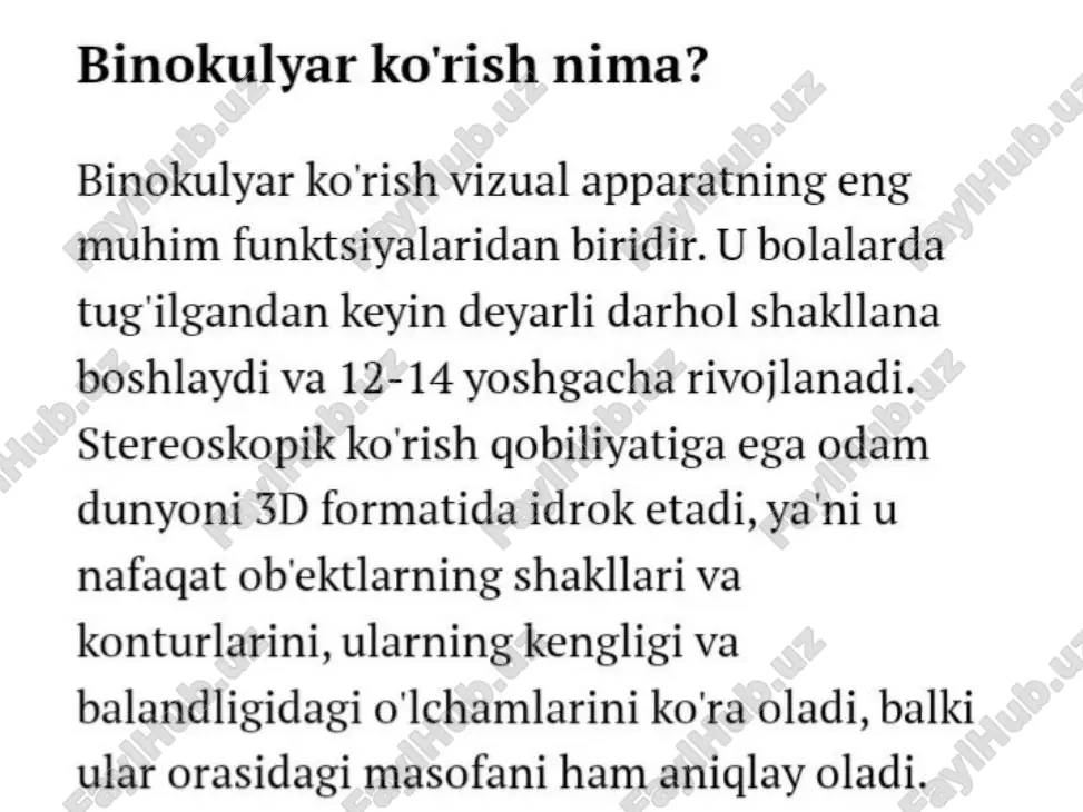 binokulyar ko'rish — PDF