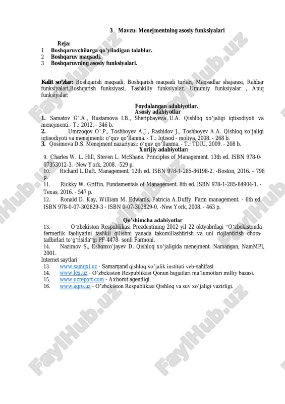 menejmentning asosiy funksiyalari — PDF