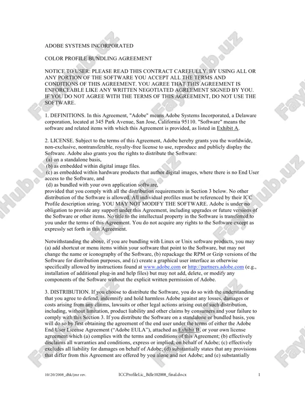 color profile bundling agreement — PDF