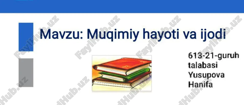 muqimiy hayoti va ijodi — PDF