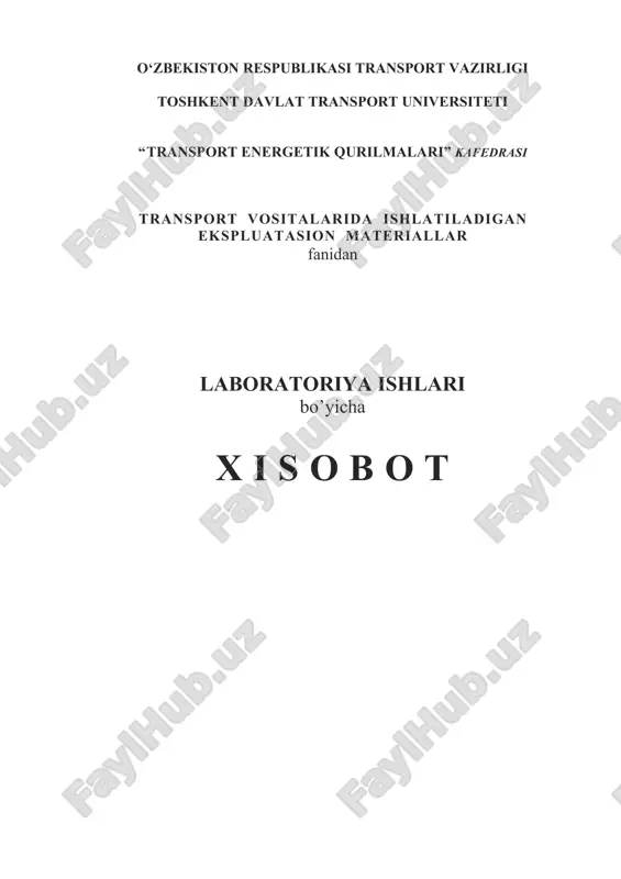 benzinlarning asosiy xossalari bo'yicha laboratoriya ishi — DOCX