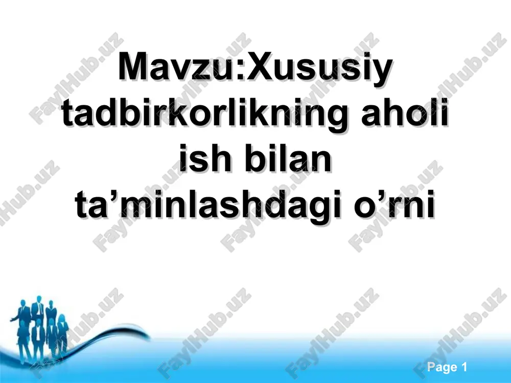 kichik biznes va xususiy tadbirkorlik — PPT