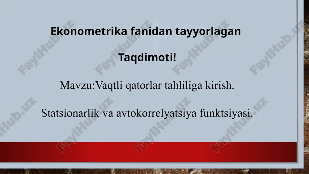 ekonometrikadan tayyorlagan taqdimot — PPTX