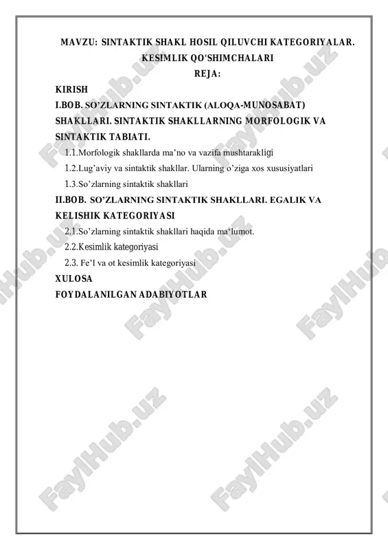 sintaktik shakl hosil qiluvchi kategoriyalar — PDF