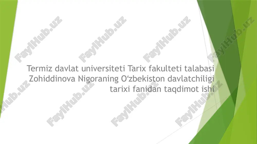 oʻzbekiston davlatchiligi tarixi fanidan taqdimot ishi — PPTX