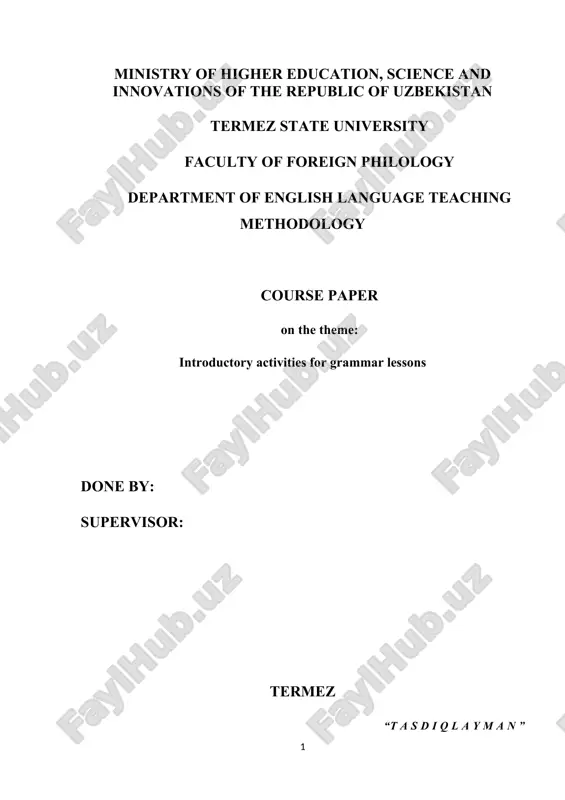 introductory activities for grammar lessons — DOCX