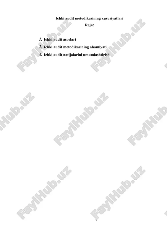 ichki audit metodikasining xususiyatlari — DOC
