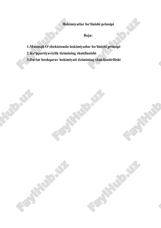 hokimiyatlar bo‘linishi prinsipi — DOCX