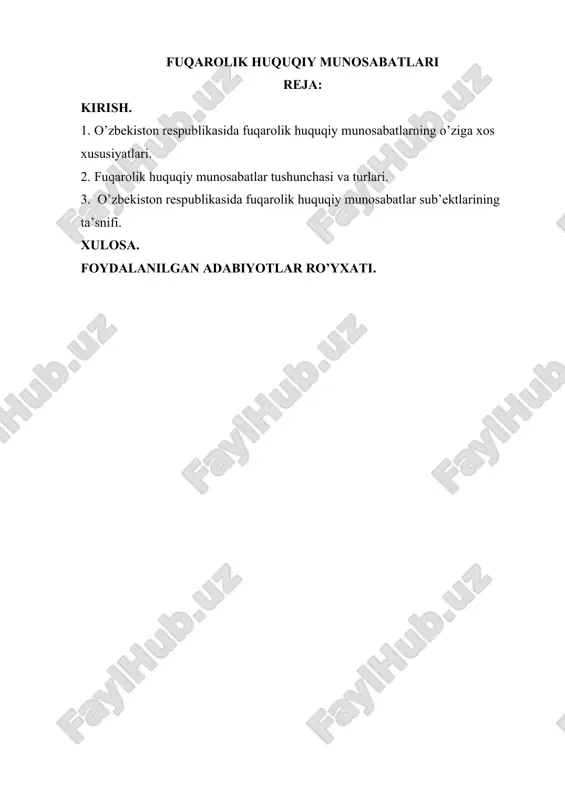 fuqarolik huquqiy munosabatlari — DOCX