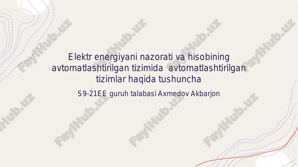 elektr energiyani nazorati va hisobining avtomatlashtirilgan tizimida — PDF