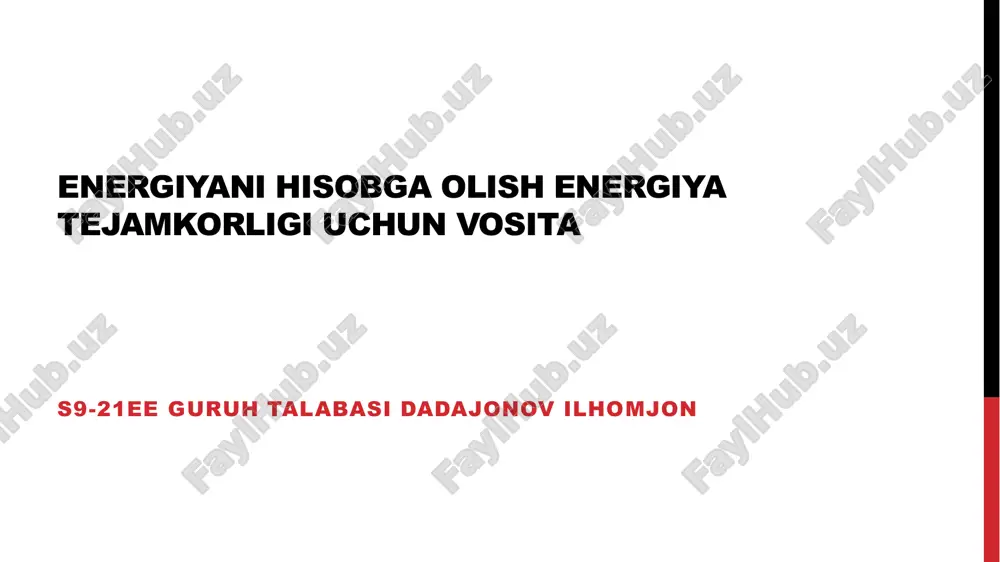 energiyani hisobga olish va energiya tejamkorligi — PDF