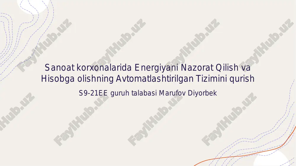energiyani nazorat qilish va hisobga olishning avtomatlashtirilgan tizimi — PDF