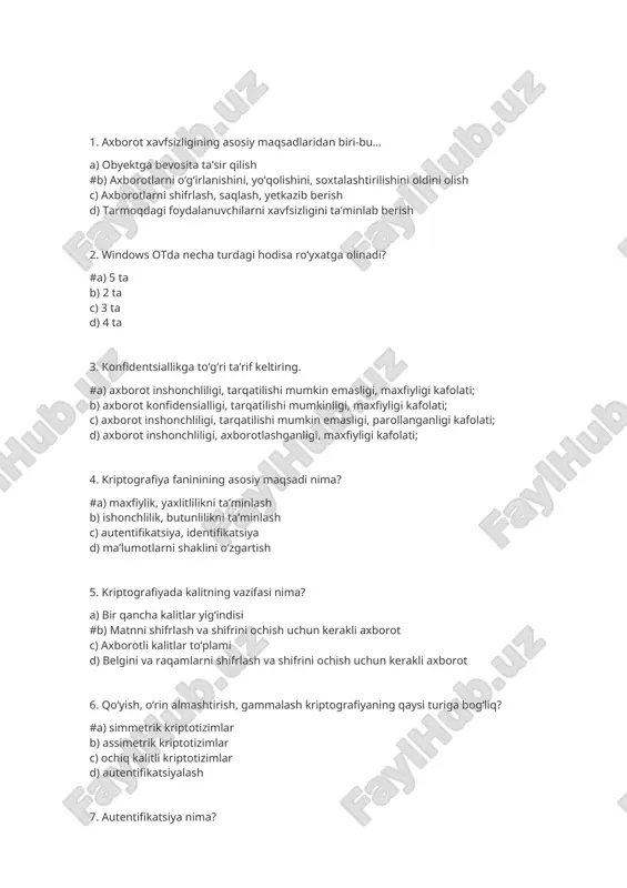 kriptografiya va axborot xavfsizligi — DOCX