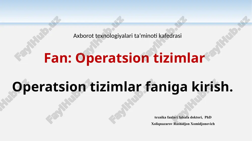 operatsion tizimlar faniga kirish — PPTX