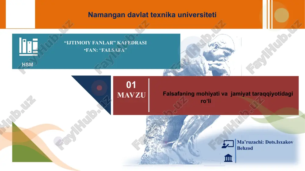 falsafa va uning jamiyattaraqqiyotidagi roli — PPT