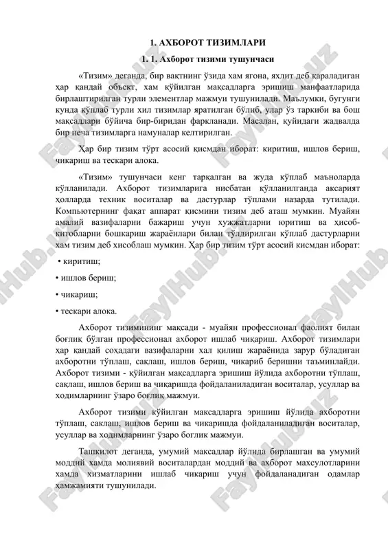 axborot tizimlari — DOCX