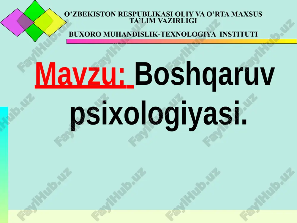 boshqaruv psixologiyasi — PPTX