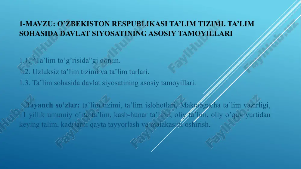 o’zbekiston respublikasi ta’lim tizimi — PPTX