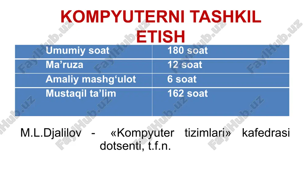 kompyuterni tashkileatish — PPTX
