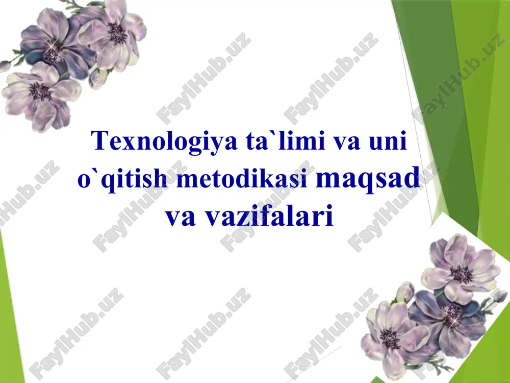 texnologiyata o‘qitish metodikasi — PPTX