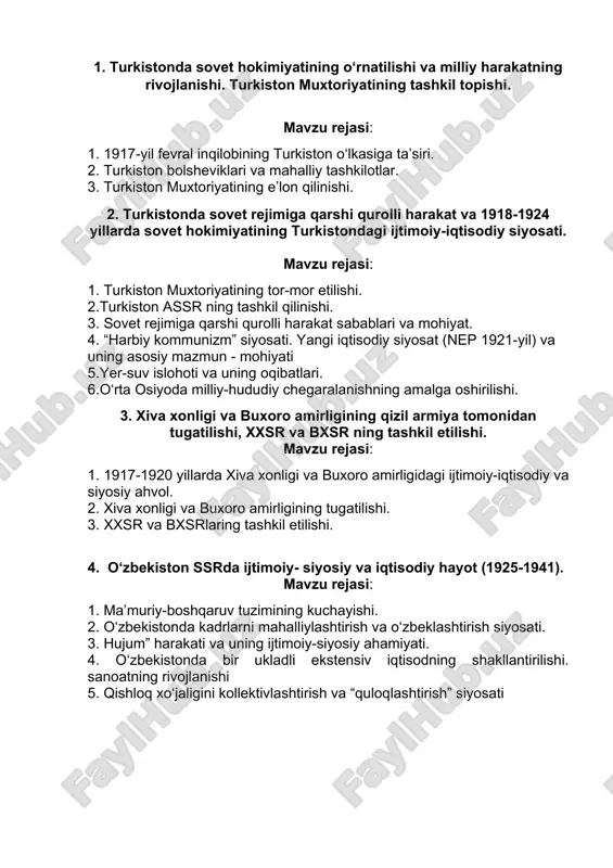 turkiston muxtoriyatining tashkil topishi — DOCX