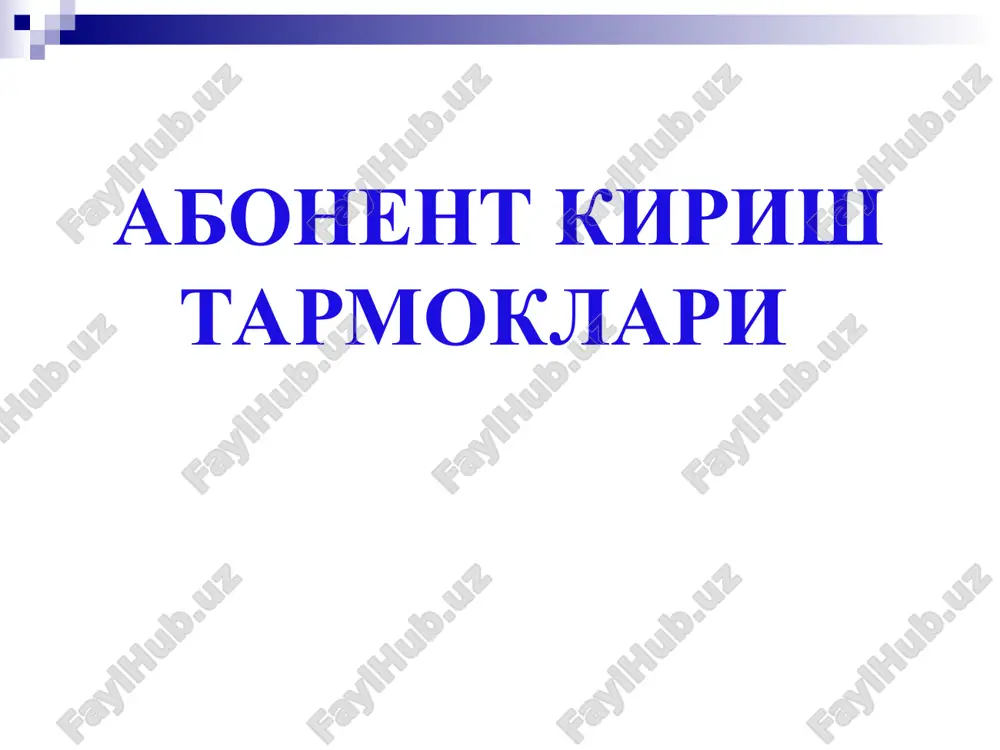 kirish tarmog'i tushunchasi — PPT