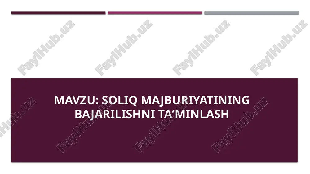 soliq majburiyatining bajarilishni taʼminlash — PPTX