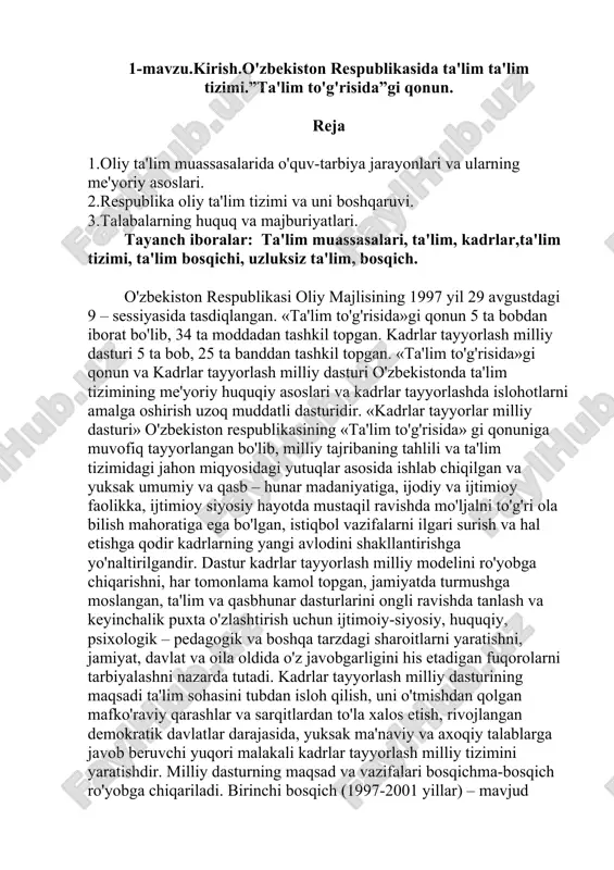 ta'lim to'g'risida qonun — DOCX