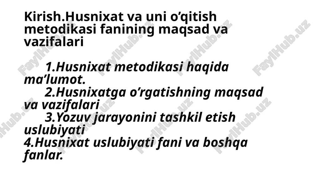 husnixat va o'qitish metodikasi — PPTX
