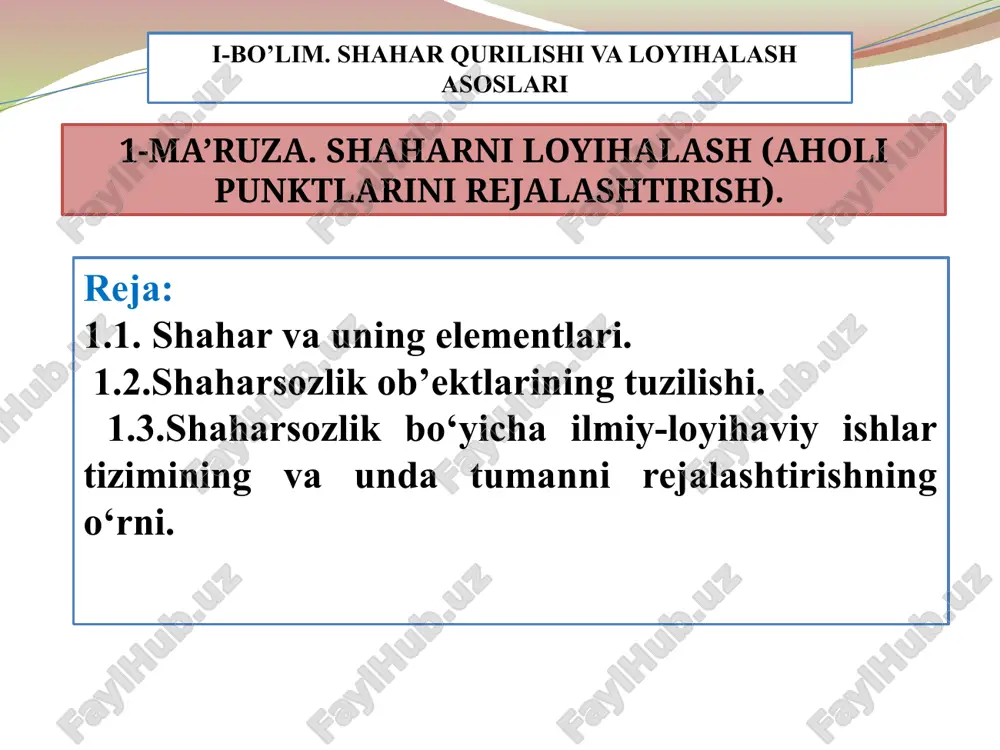 shaharni loyihalash — PPTX