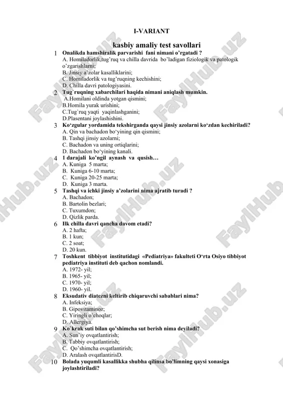 kasbiy amaliy test savollari — DOCX