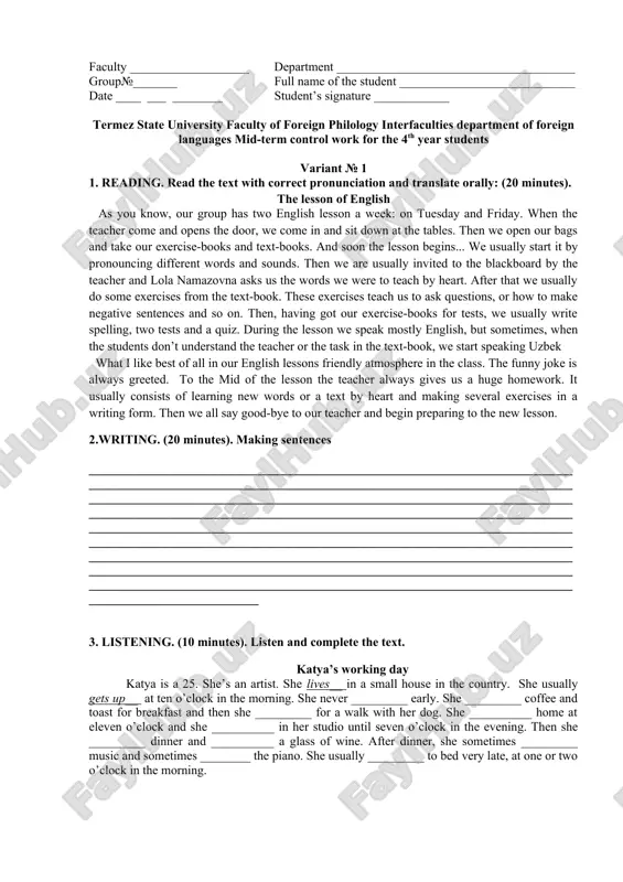 mid-term control work for the 4th year students — DOCX