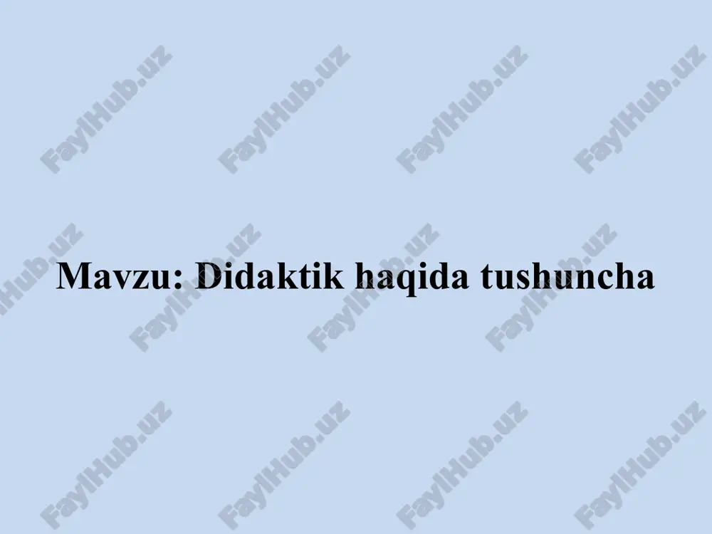 didaktika haqida tushuncha — PPTX