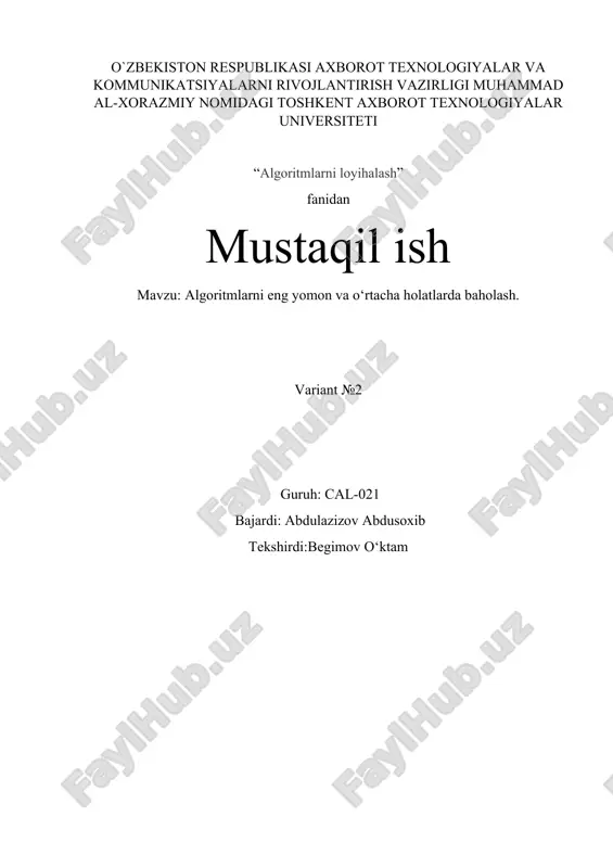algoritmlarni loyihalash — DOCX