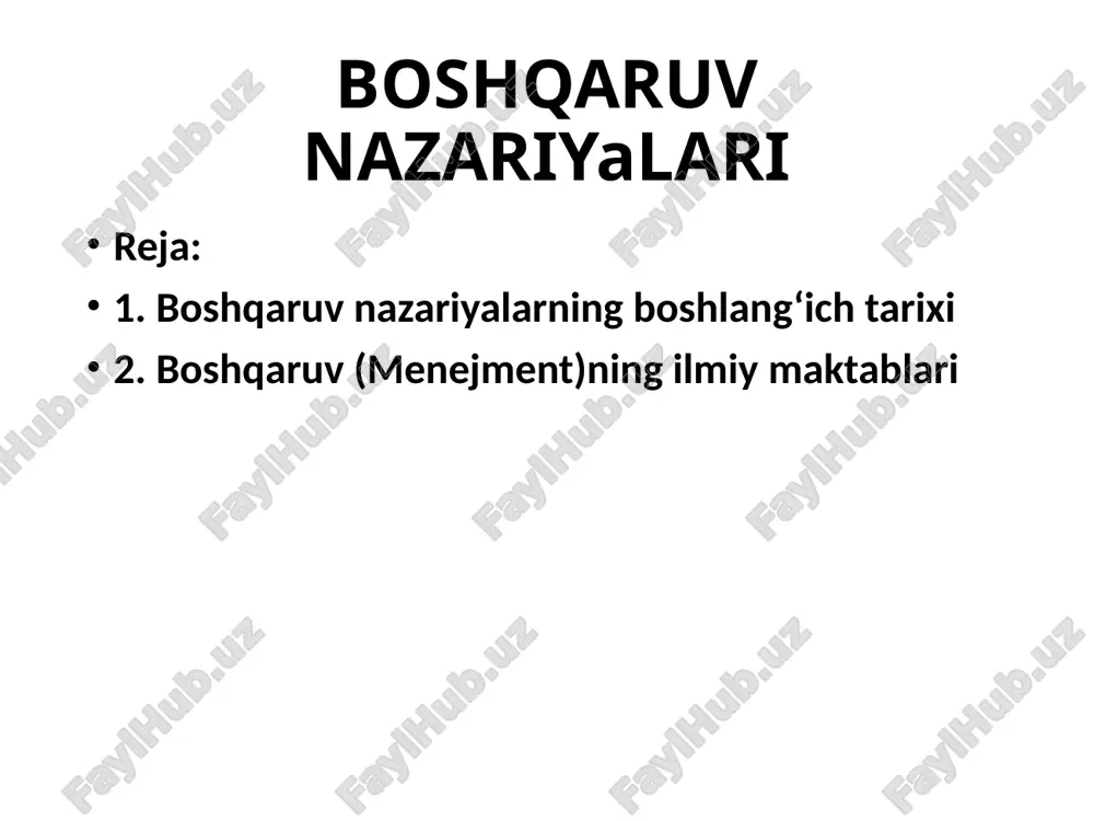 boshqaruv nazariyalari — PPTX