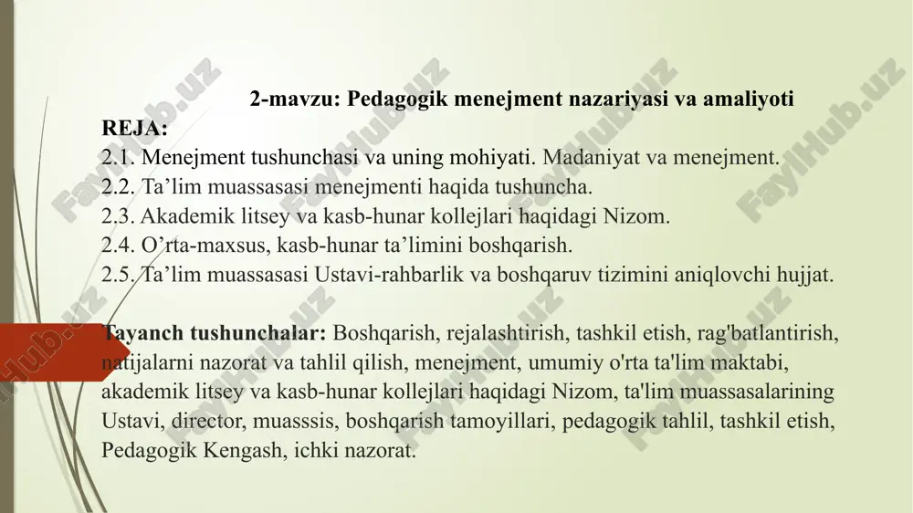 pedagogik menejment nazariyasi va amaliyoti — PPTX